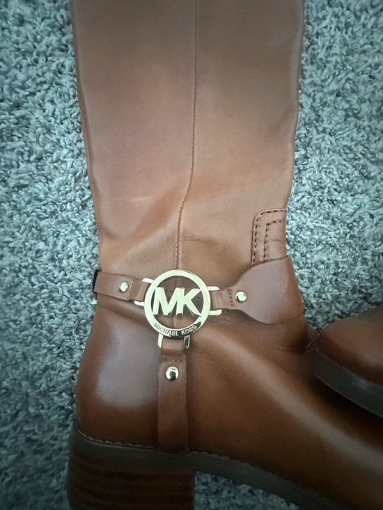Michael Kors Other - Michael Kors Brown Leather Riding Boots with Gold MK Emblem